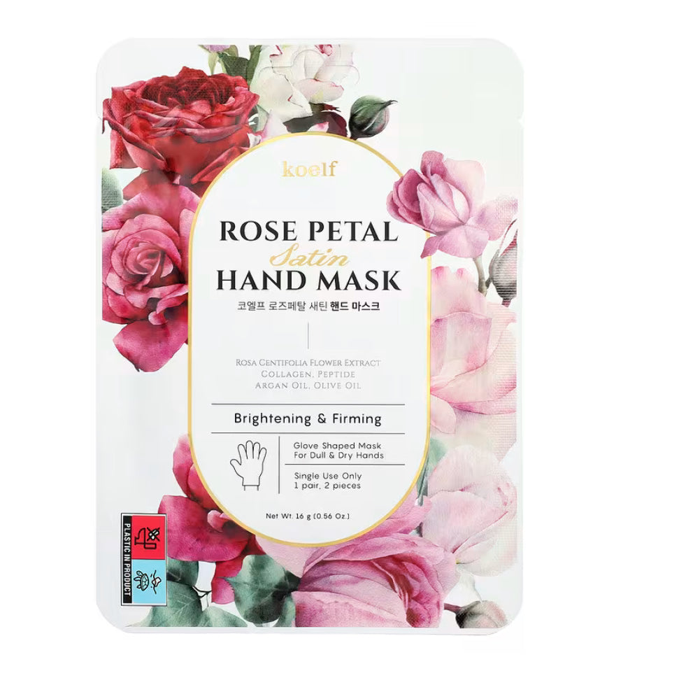 KOELF ROSE PETAL SATIN HAND MASK, 1 PAIR.