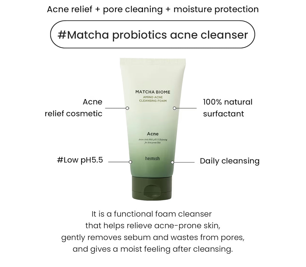 HEIMISH Matcha Biome Amino Acne Cleansing Foam - Deep Cleansing